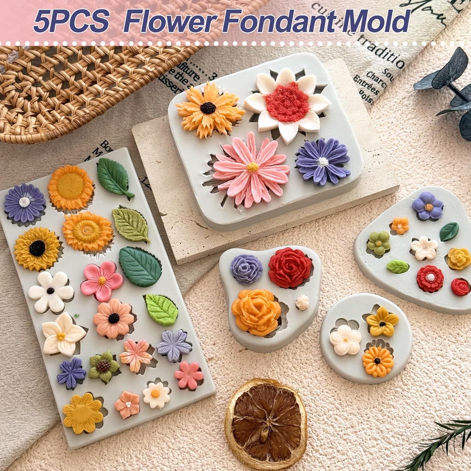5 Moldes de Silicona para Chocolate Flores LLchunyun
