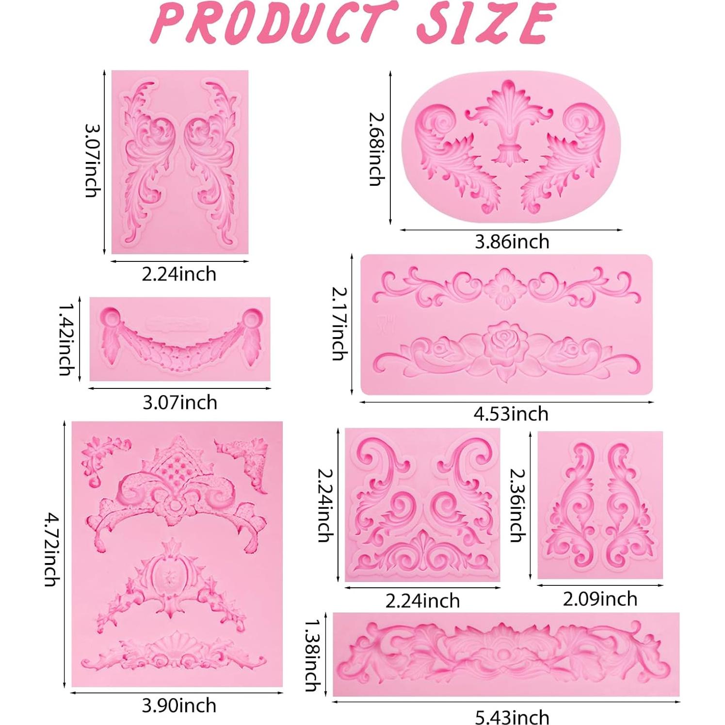 Set de Moldes de Silicona Caregene para Fondant Barroco 8 Piezas