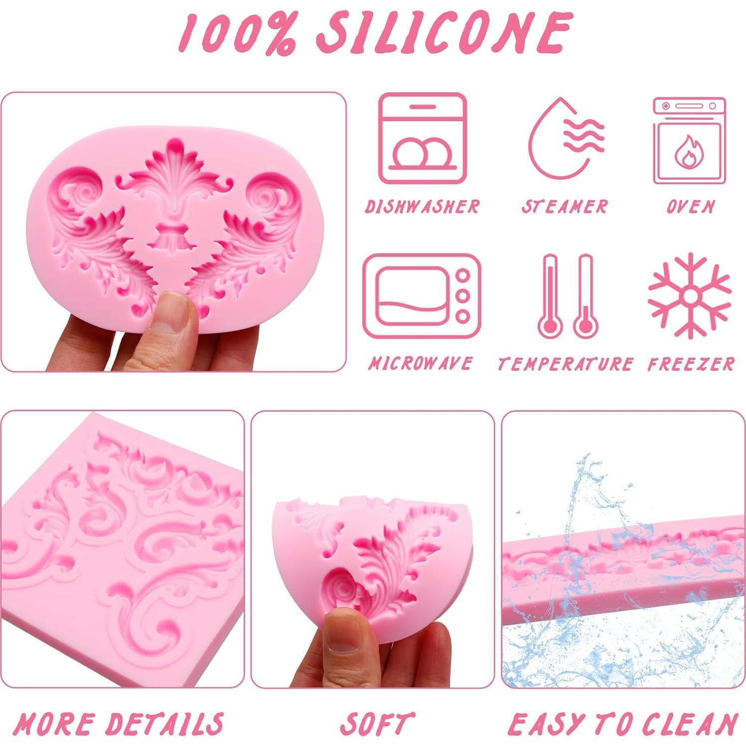 Set de Moldes de Silicona Caregene para Fondant Barroco 8 Piezas