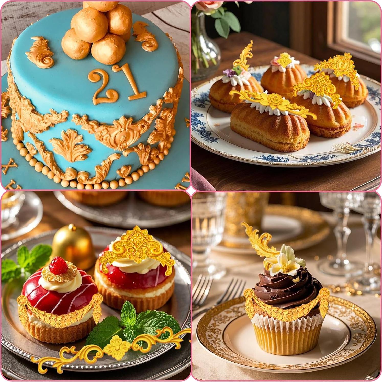 Set de Moldes de Silicona Caregene para Fondant Barroco 8 Piezas