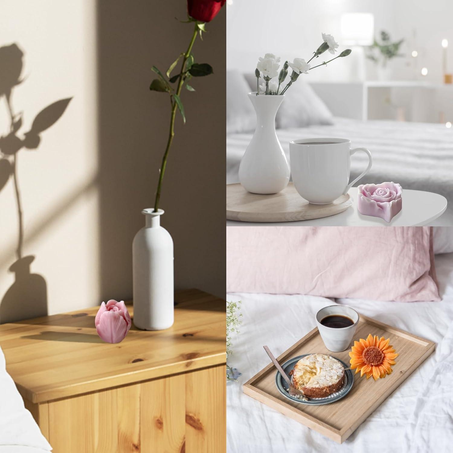 9 Moldes de Silicona para Velas Flores Aifong - 50 Mechas