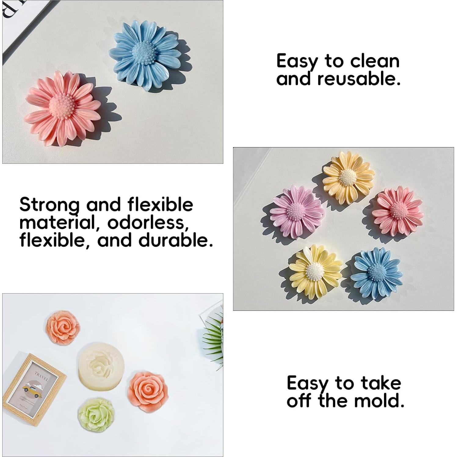 Juego de 3 Moldes de Silicona para Velas ZPARNO - Flores