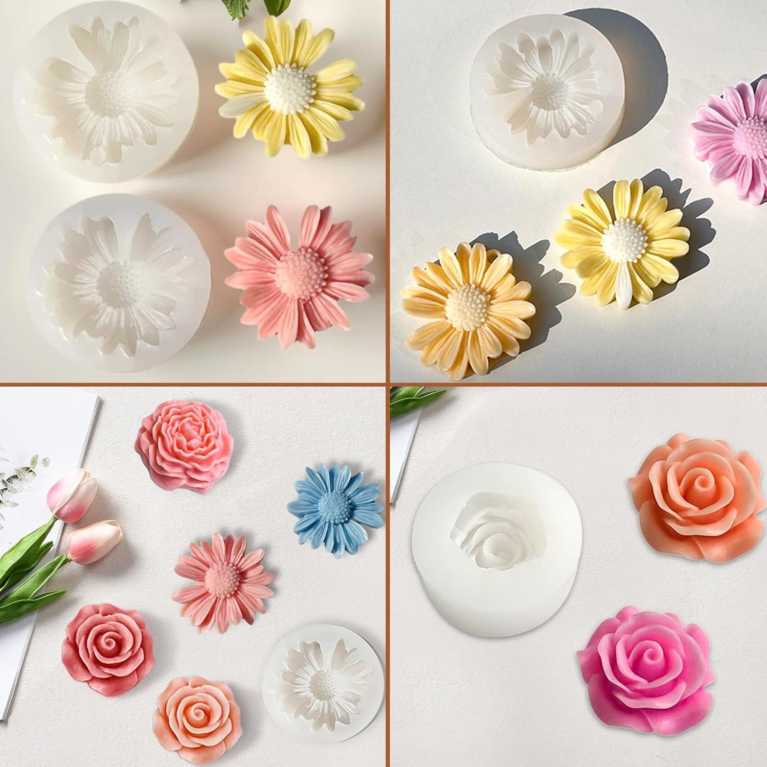 Juego de 3 Moldes de Silicona para Velas ZPARNO - Flores