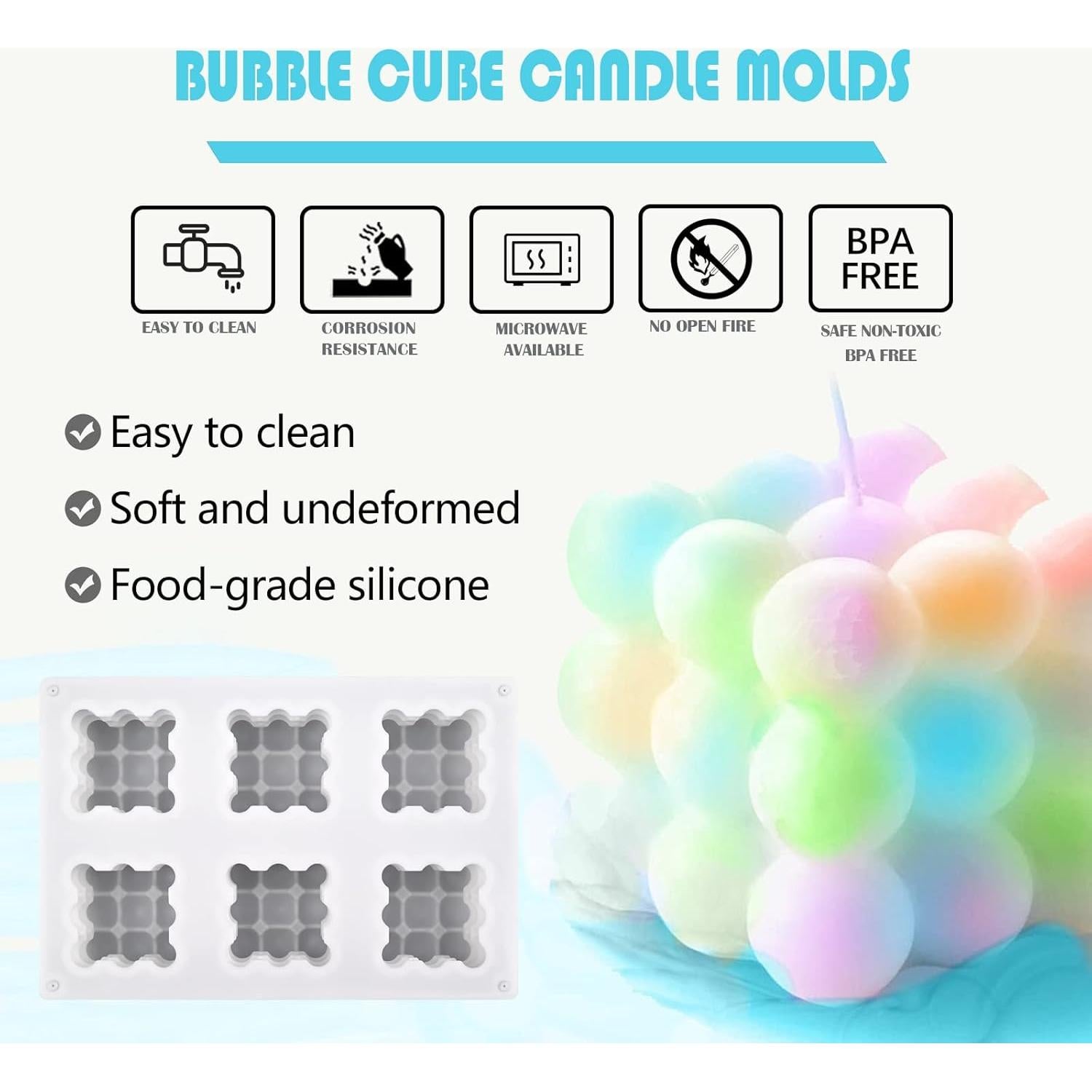 Molde de Silicona para Velas 3D Actvty - 6 Cavidades