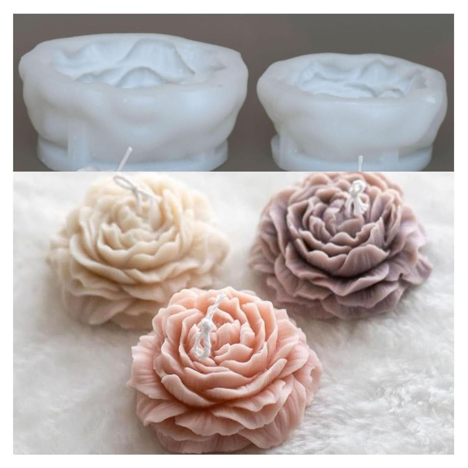 Juego de Moldes de Velas de Peonía Giliger - 2 Piezas 9x9x3.8 cm