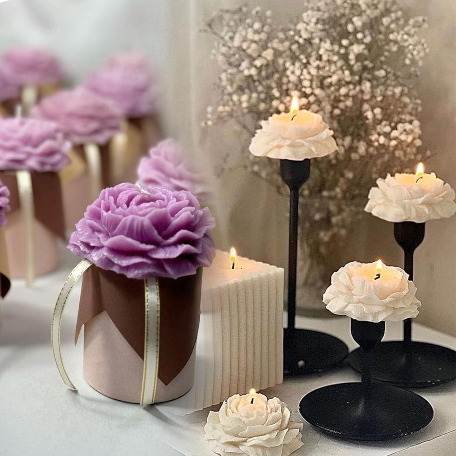 Juego de Moldes de Velas de Peonía Giliger - 2 Piezas 9x9x3.8 cm