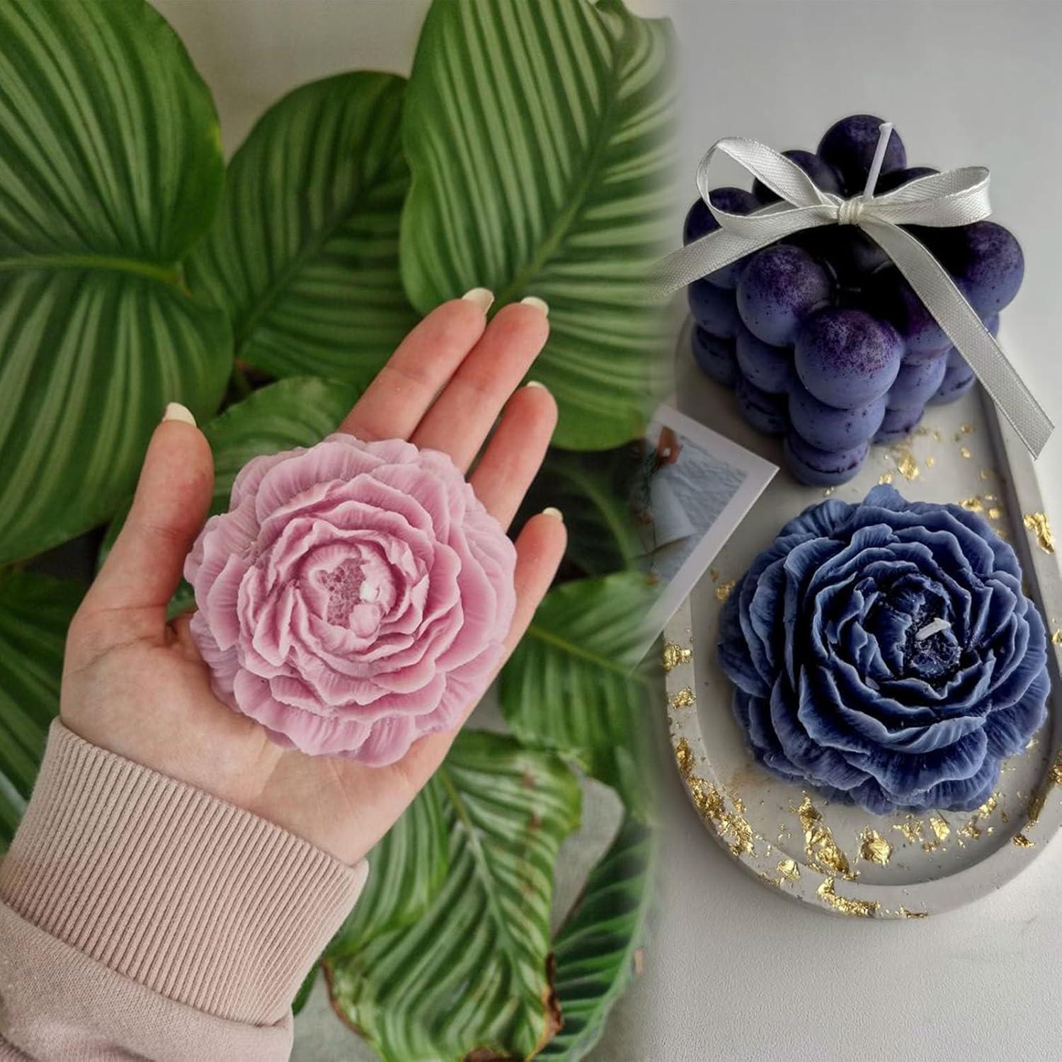 Juego de Moldes de Velas de Peonía Giliger - 2 Piezas 9x9x3.8 cm