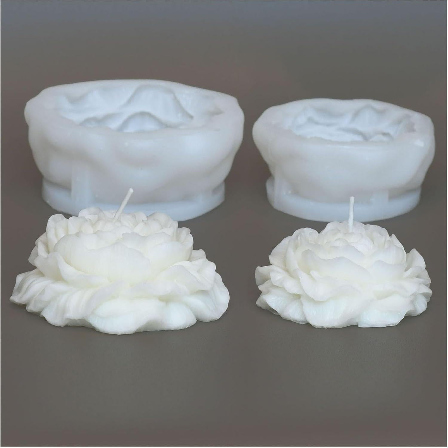 Juego de Moldes de Velas de Peonía Giliger - 2 Piezas 9x9x3.8 cm