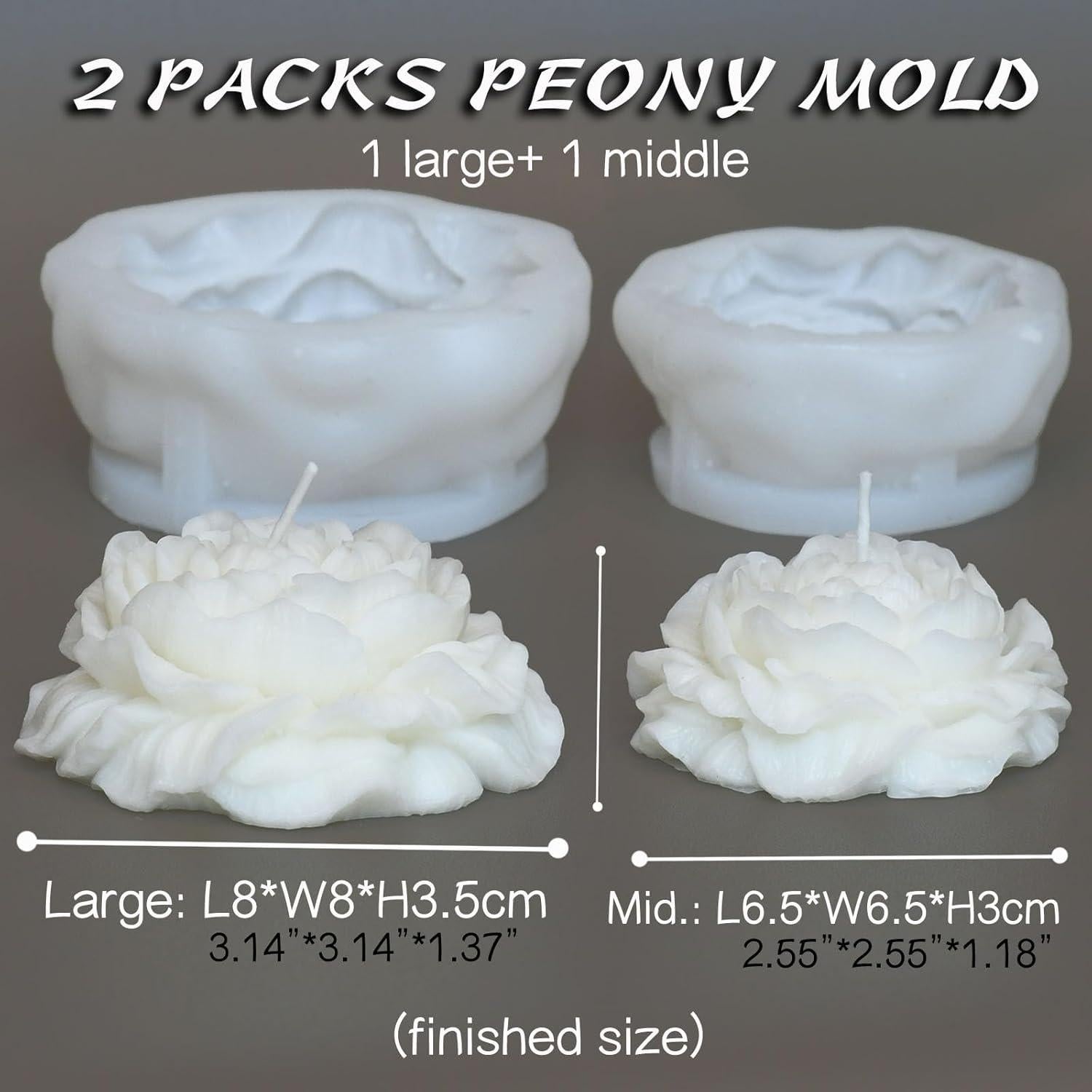 Juego de Moldes de Velas de Peonía Giliger - 2 Piezas 9x9x3.8 cm