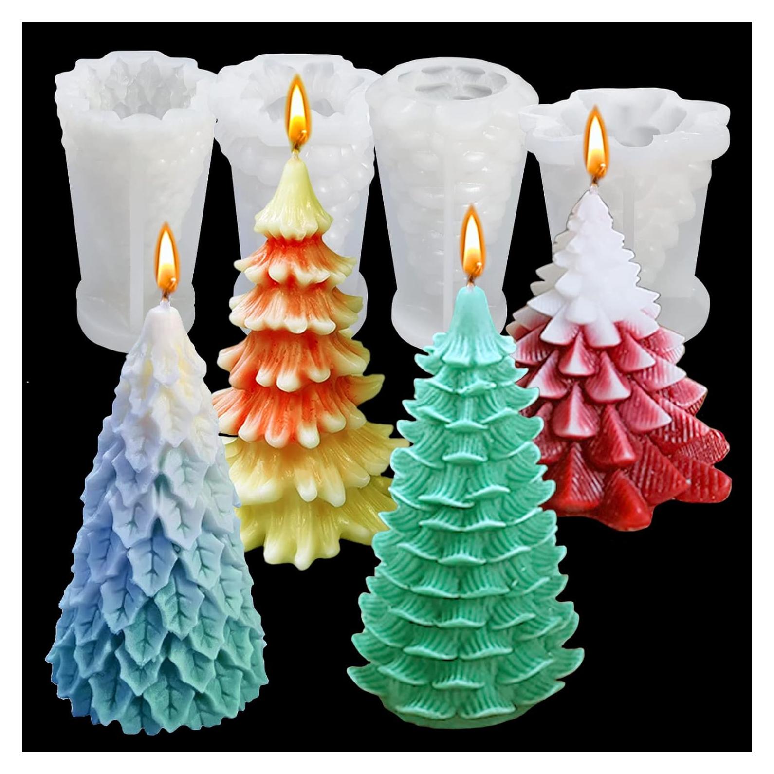 Molde de Silicona para Velas Árbol de Navidad Wehous 4 Piezas