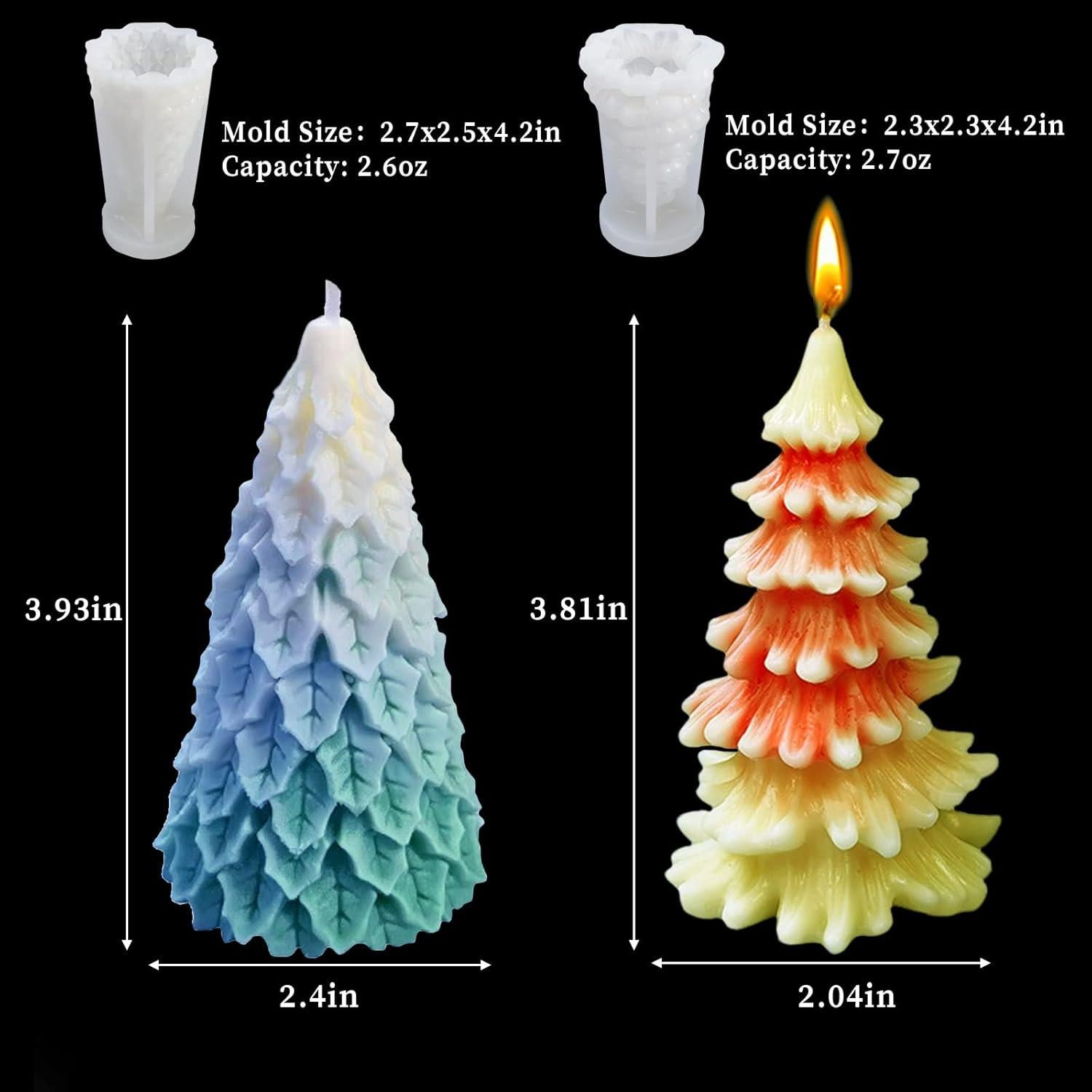 Molde de Silicona para Velas Árbol de Navidad Wehous 4 Piezas