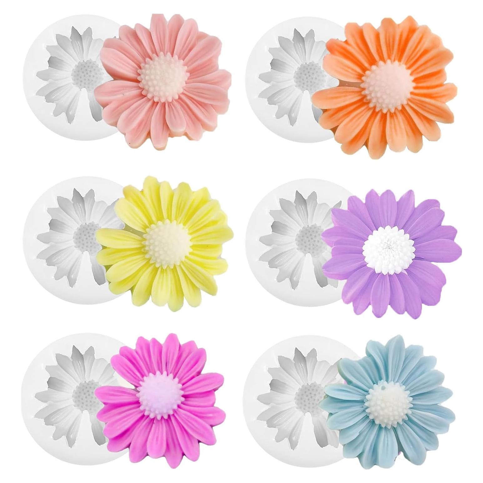 6 Moldes de Silicona en Forma de Flor ZJSTRO para Velas