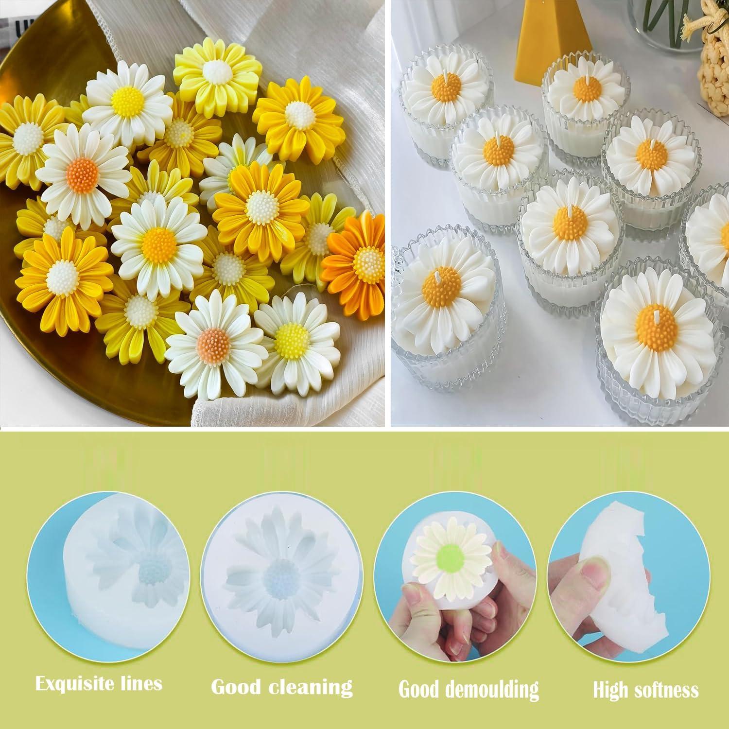 6 Moldes de Silicona en Forma de Flor ZJSTRO para Velas