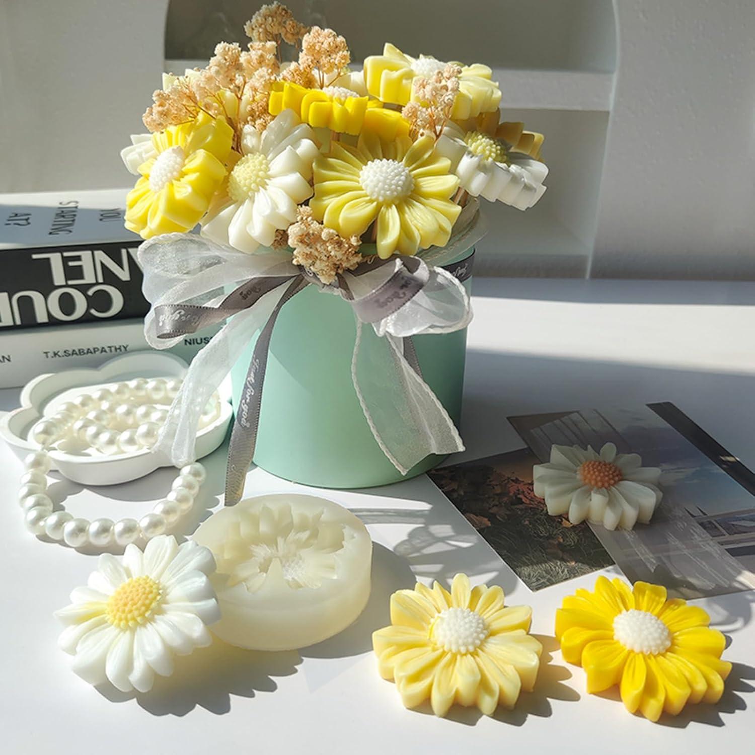 6 Moldes de Silicona en Forma de Flor ZJSTRO para Velas