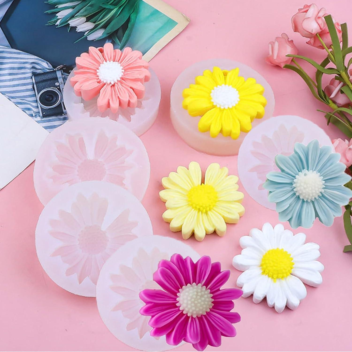 6 Moldes de Silicona en Forma de Flor ZJSTRO para Velas