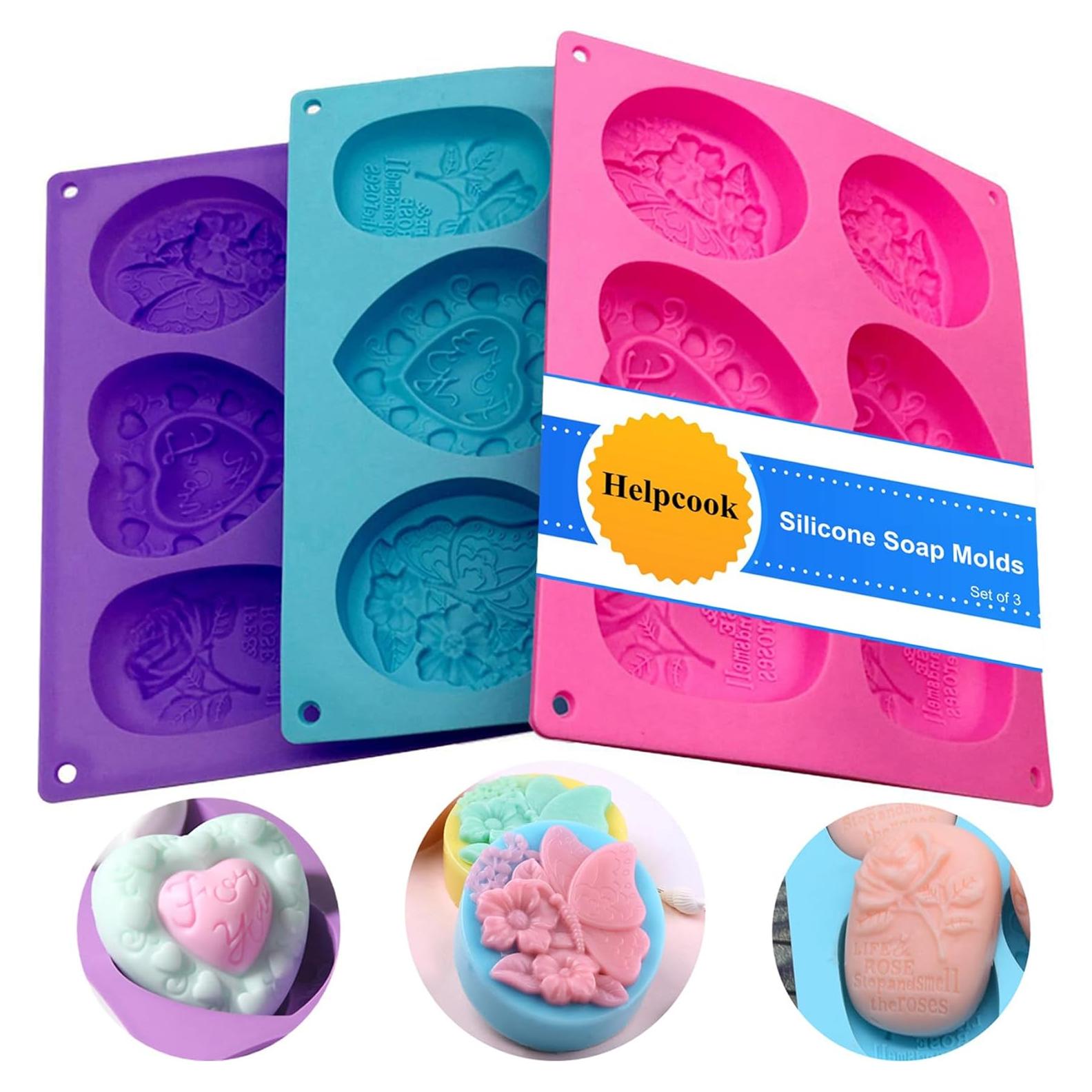 Paquete de 3 Moldes de Jabón Silicona Helpcook 6 Cavidades
