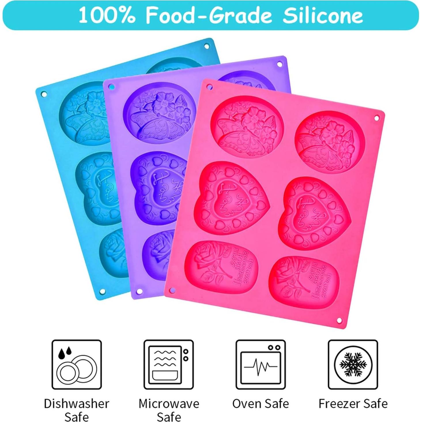 Paquete de 3 Moldes de Jabón Silicona Helpcook 6 Cavidades