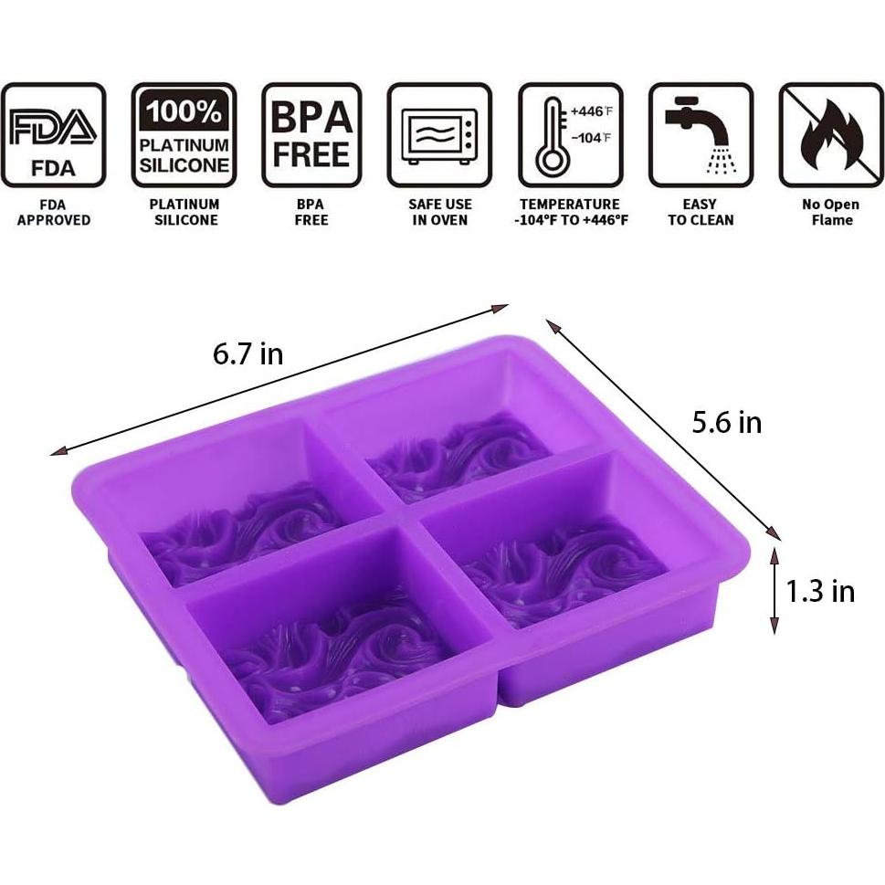 Molde de Jabón de Silicona HiParty Olas del Océano 4 Cavidades