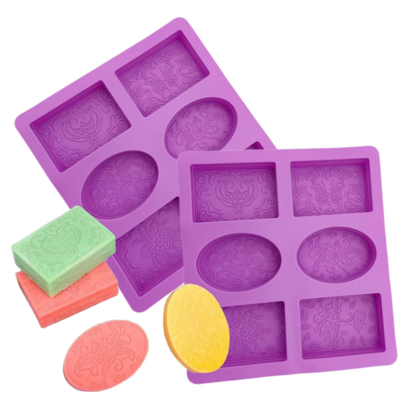 Molde de Jabón de Silicona HTIAM 2 Piezas Flor Morada 22x20cm