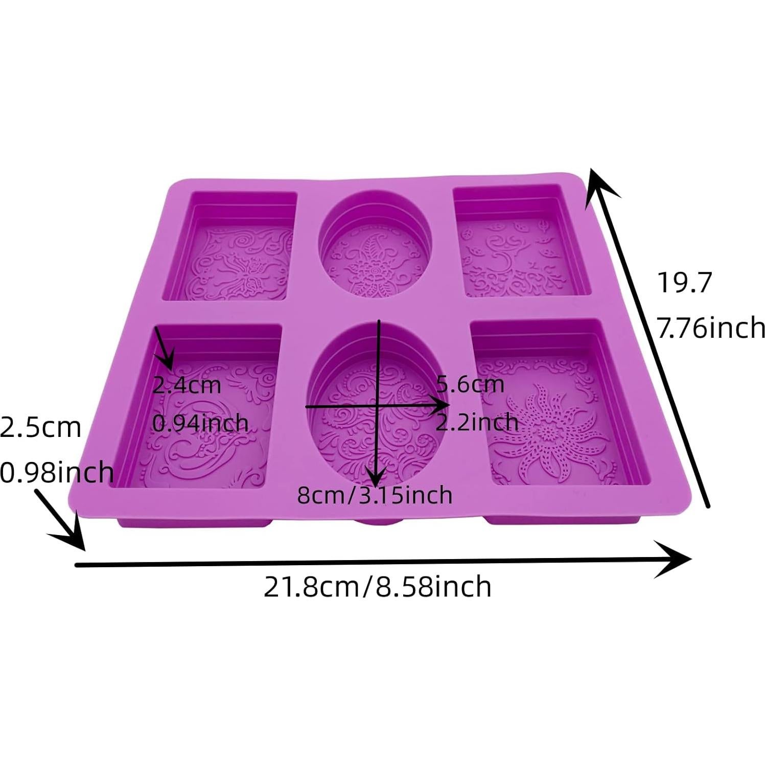 Molde de Jabón de Silicona HTIAM 2 Piezas Flor Morada 22x20cm