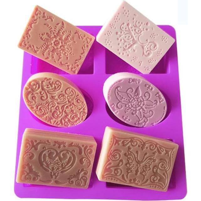 Molde de Jabón de Silicona HTIAM 2 Piezas Flor Morada 22x20cm