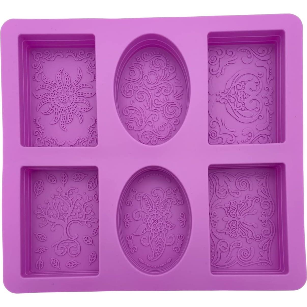 Molde de Jabón de Silicona HTIAM 2 Piezas Flor Morada 22x20cm