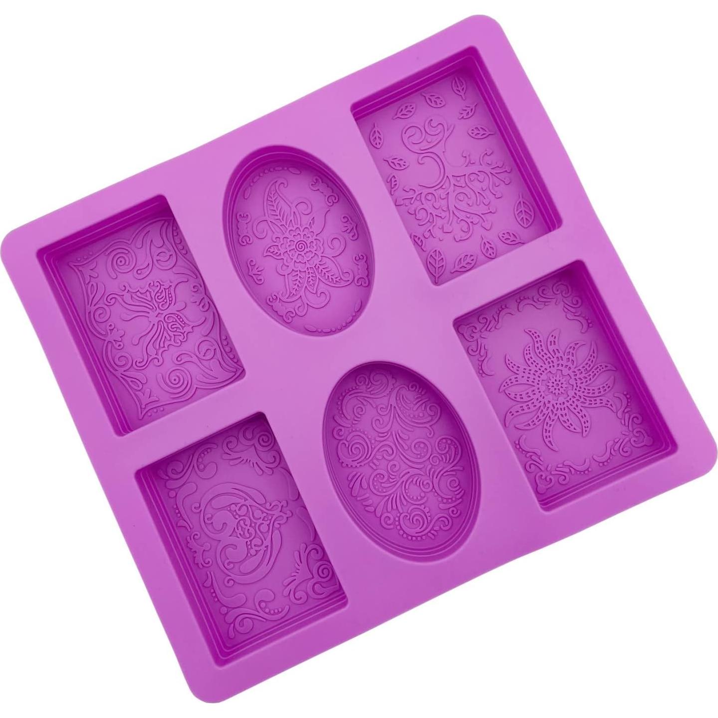 Molde de Jabón de Silicona HTIAM 2 Piezas Flor Morada 22x20cm