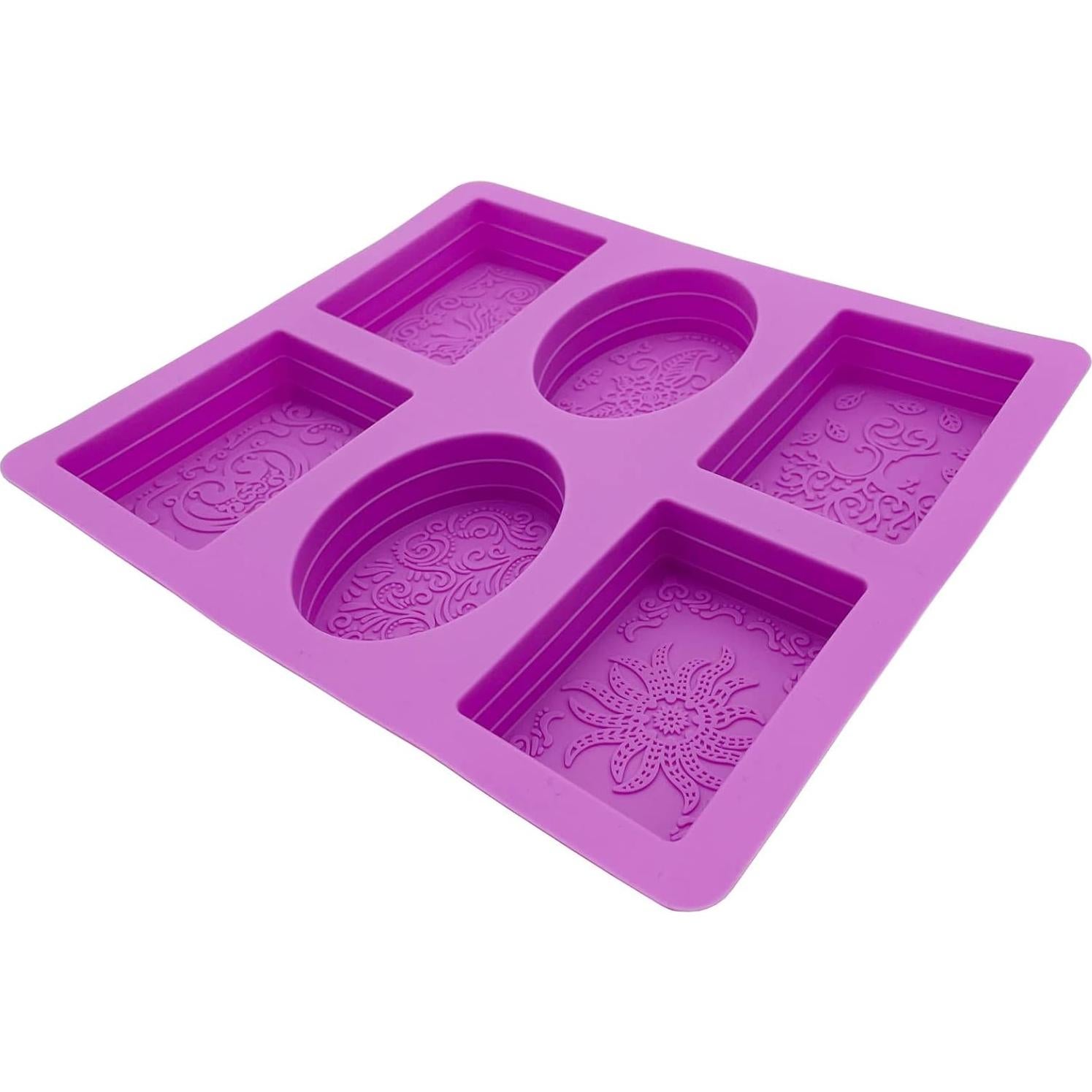 Molde de Jabón de Silicona HTIAM 2 Piezas Flor Morada 22x20cm