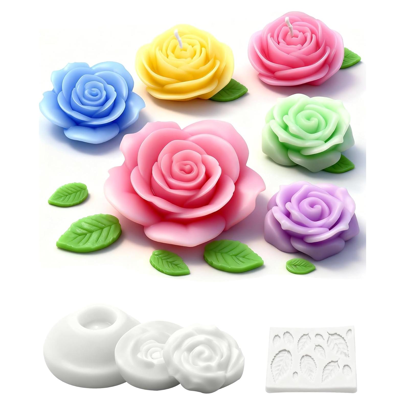 Set de 4 Moldes de Silicona para Flores Arxonis - Grande, Mediano, Pequeño y Hoja