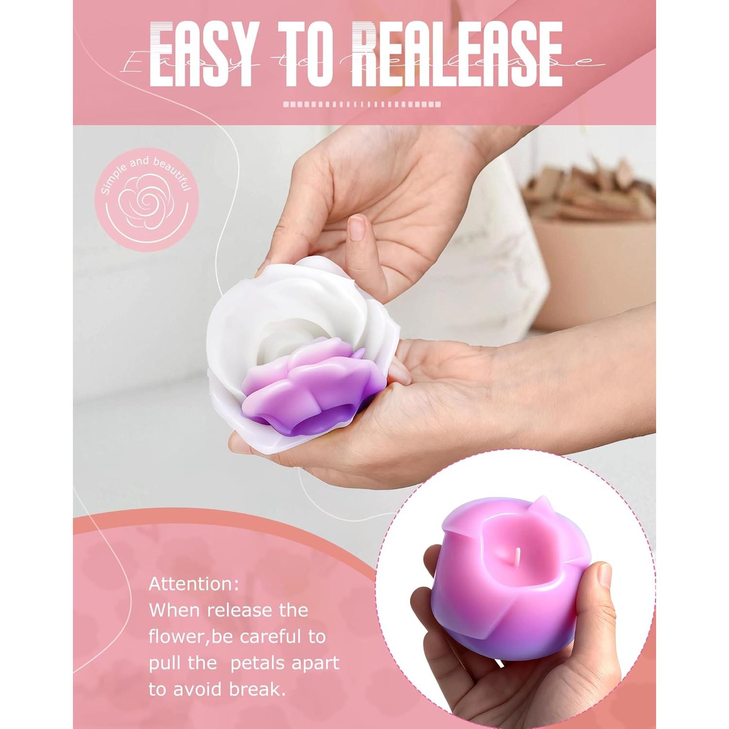 Set de 4 Moldes de Silicona para Flores Arxonis - Grande, Mediano, Pequeño y Hoja