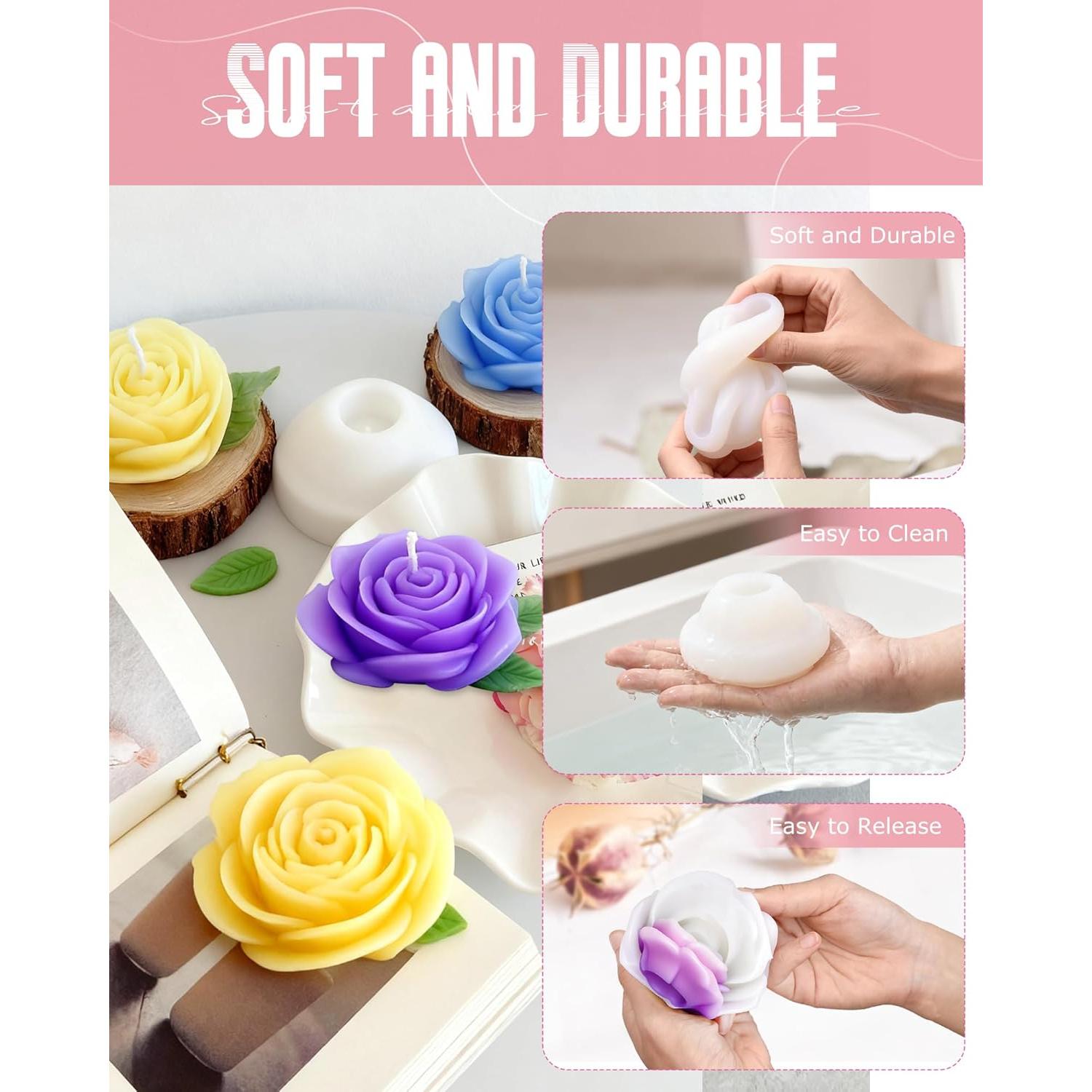 Set de 4 Moldes de Silicona para Flores Arxonis - Grande, Mediano, Pequeño y Hoja