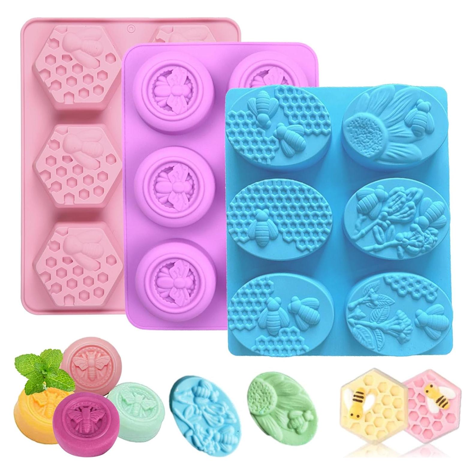 Paquete de 3 Moldes de Silicona para Jabón JIIVORS - Abeja