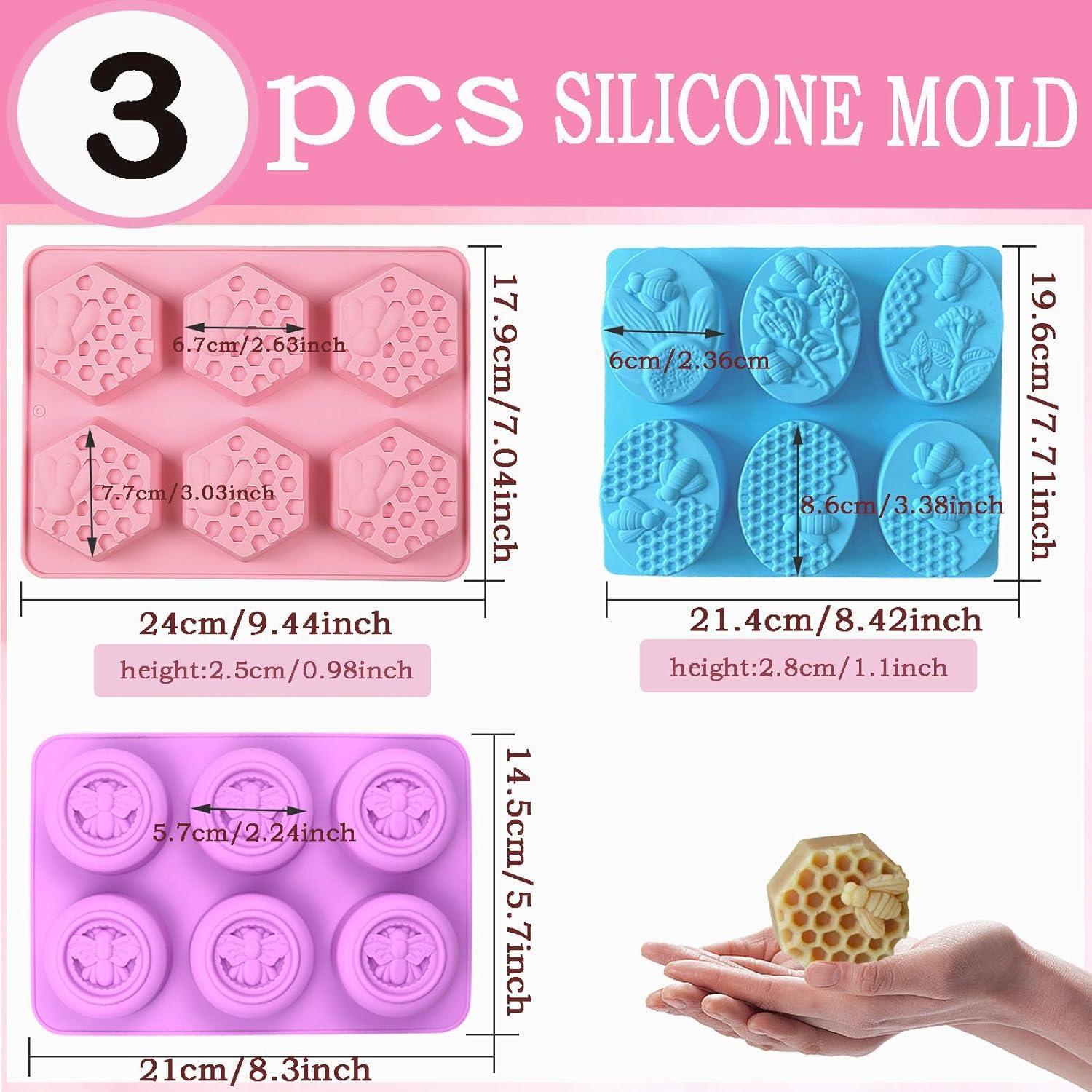 Paquete de 3 Moldes de Silicona para Jabón JIIVORS - Abeja