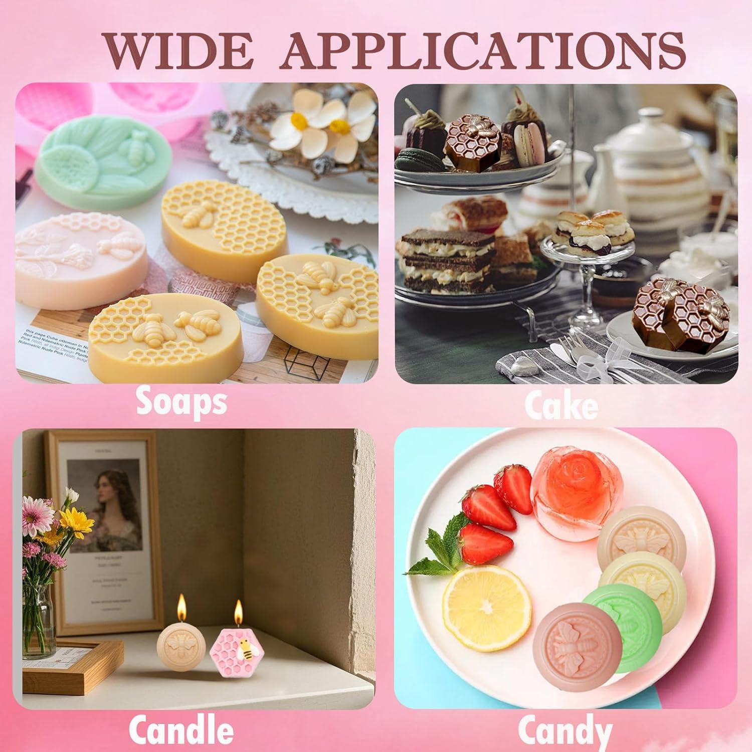 Paquete de 3 Moldes de Silicona para Jabón JIIVORS - Abeja