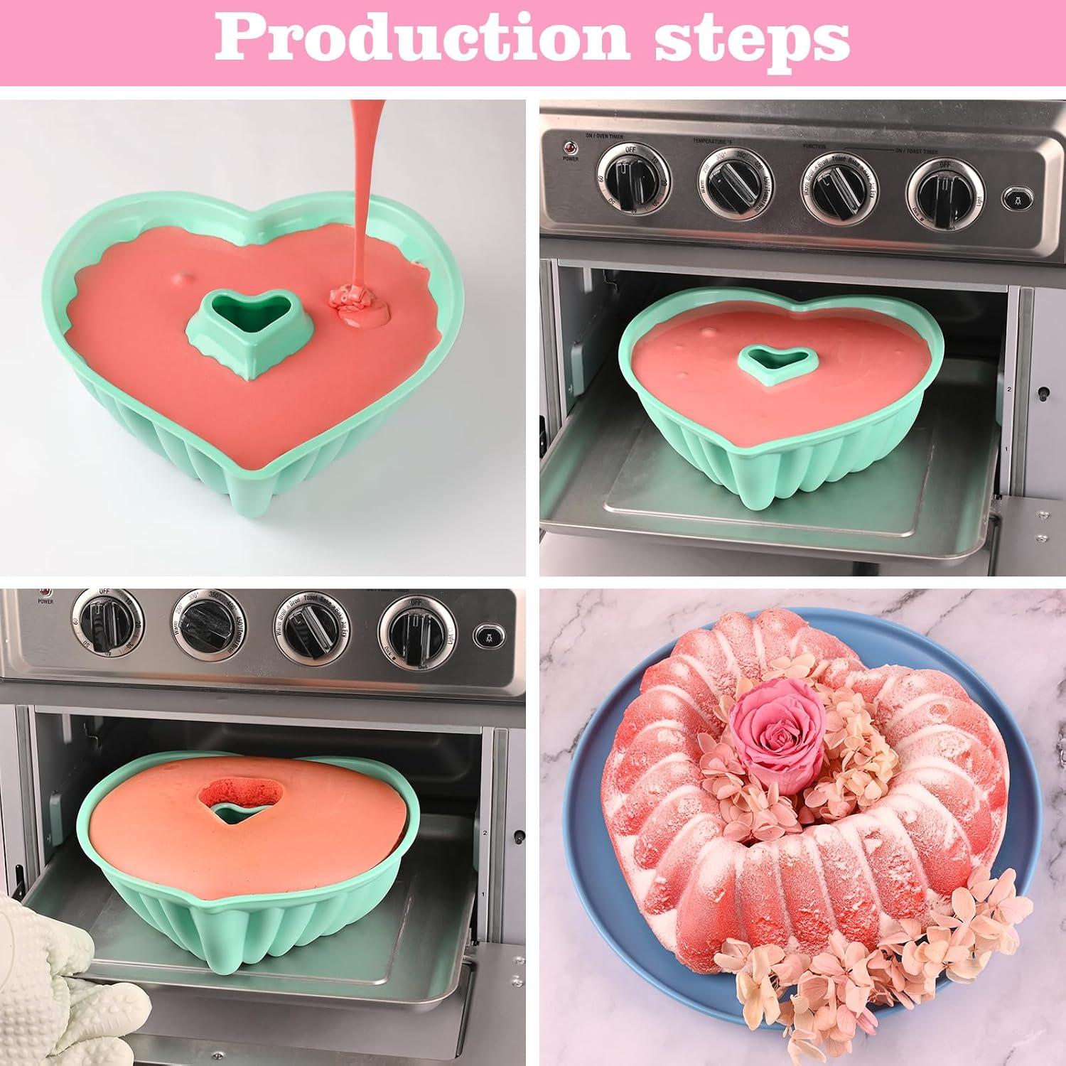 Moldes para Pastel en Forma de Corazón HUAKENER 24.1x21cm 2 Piezas