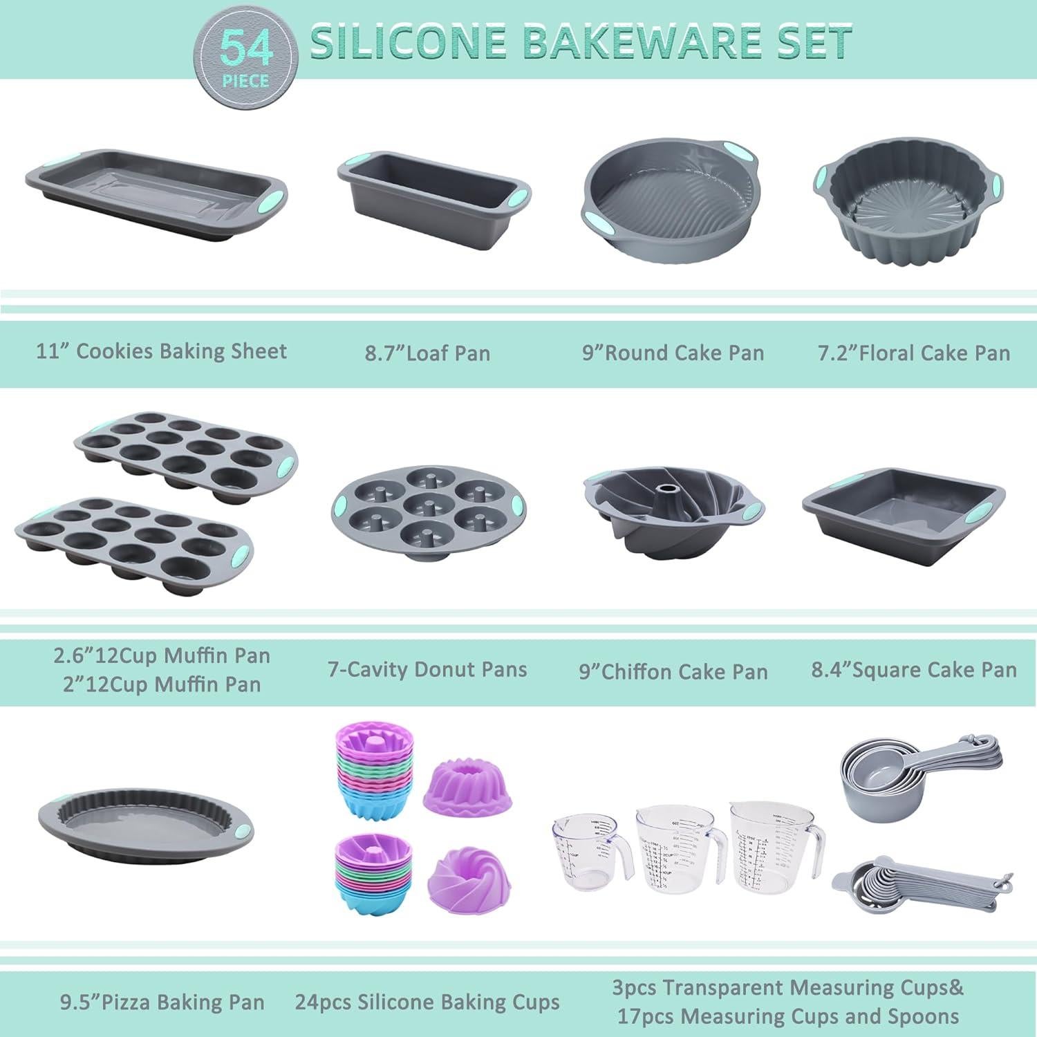 Juego de Moldes de Silicona para Hornear 54 Piezas Tongjude