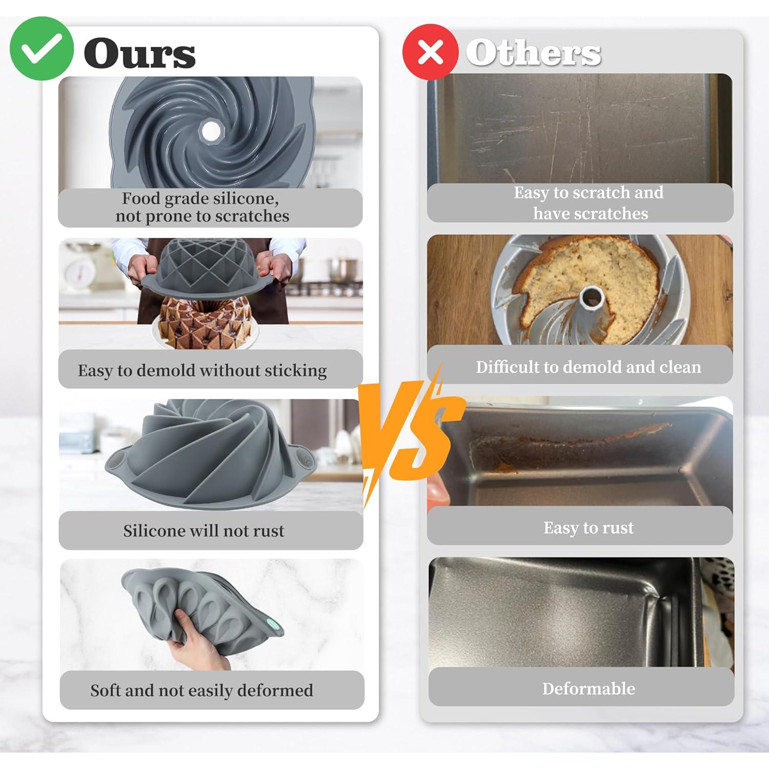 Moldes de Silicona para Pasteles Tongjude 4 Piezas 7 Tazas