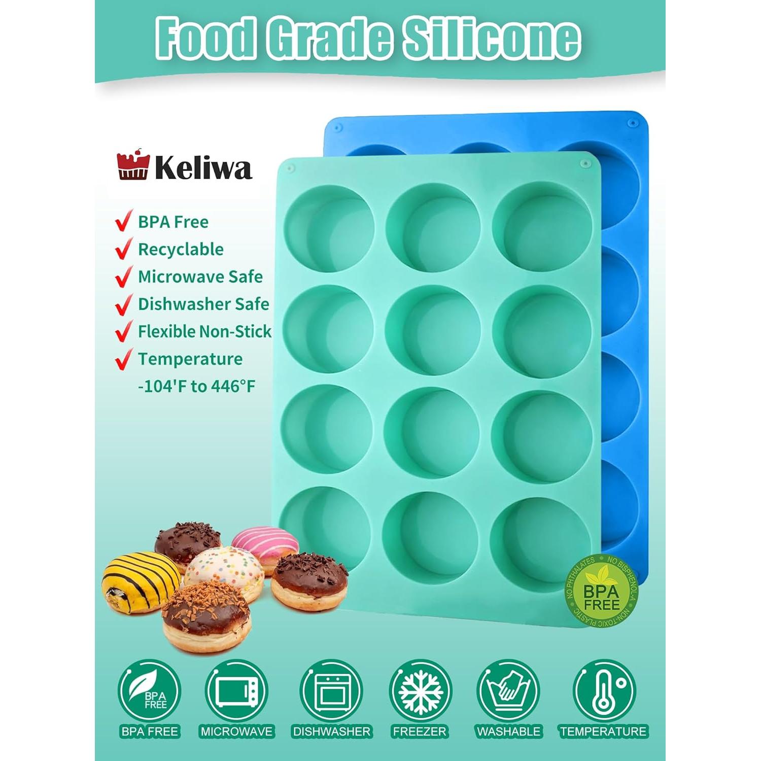 Moldes de Silicona Keliwa para Galletas Redondos 12 Cavidades