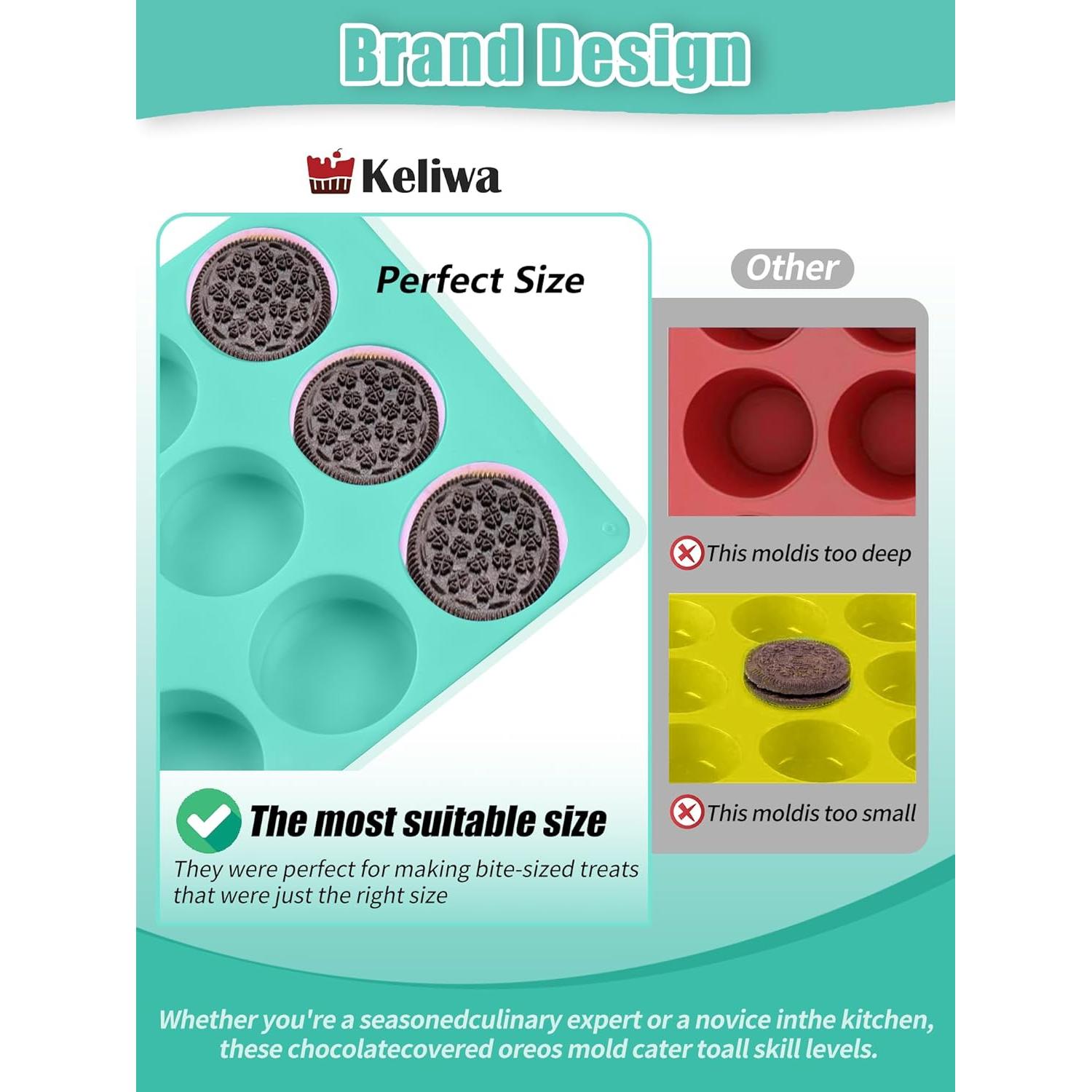 Moldes de Silicona Keliwa para Galletas Redondos 12 Cavidades
