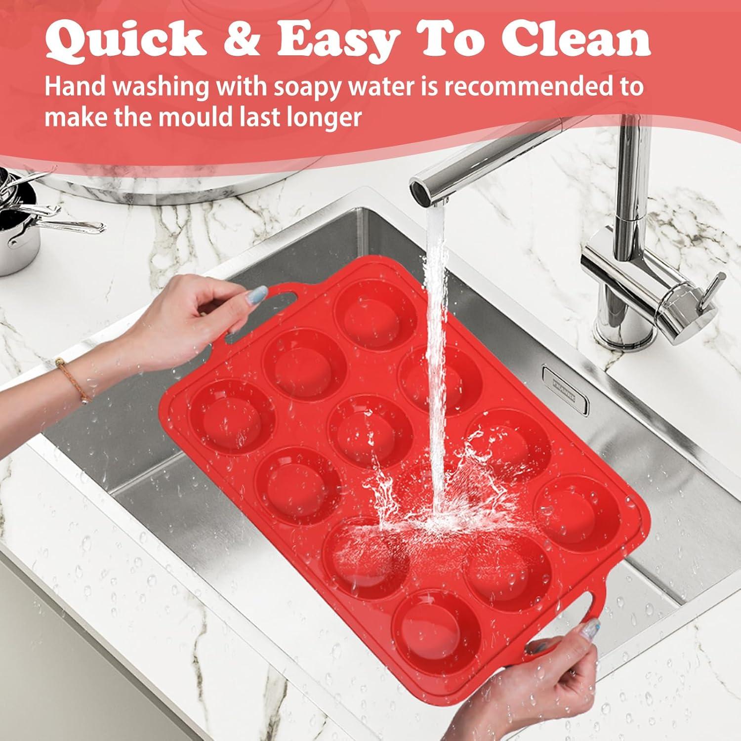 Molde de Silicona para Muffins Foepoge 12 Tazas Rojo