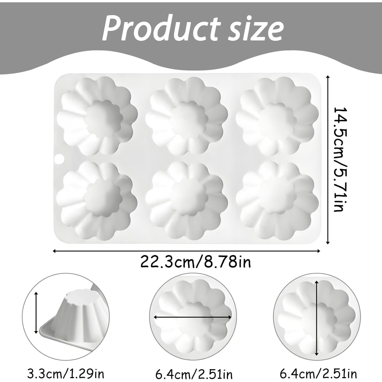 Molde de Silicona Fchil para Pudding 6 Cavidades Blanco