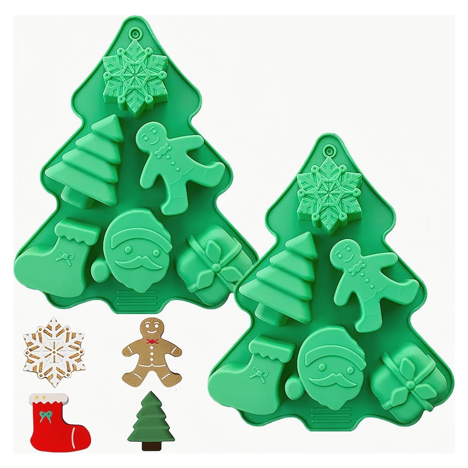 2 Moldes de Silicona de Navidad Accfore - Antiadherentes Verde