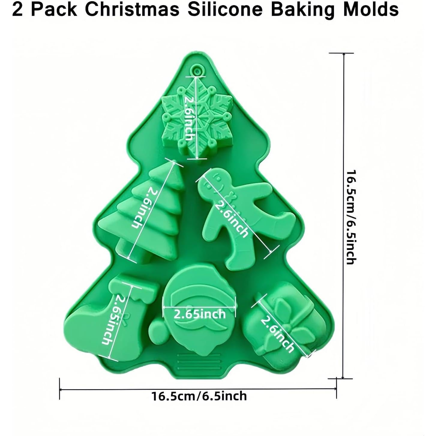 2 Moldes de Silicona de Navidad Accfore - Antiadherentes Verde