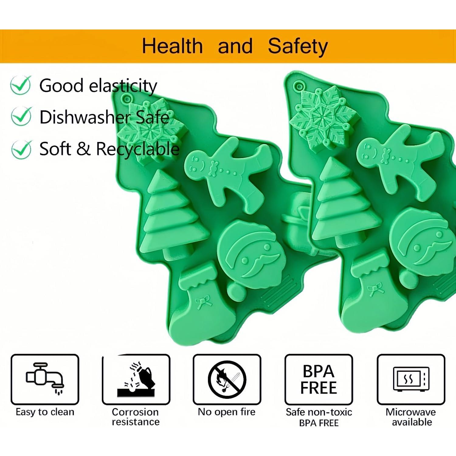 2 Moldes de Silicona de Navidad Accfore - Antiadherentes Verde