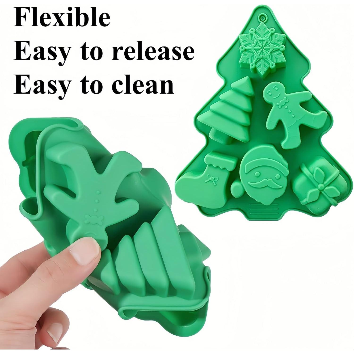 2 Moldes de Silicona de Navidad Accfore - Antiadherentes Verde