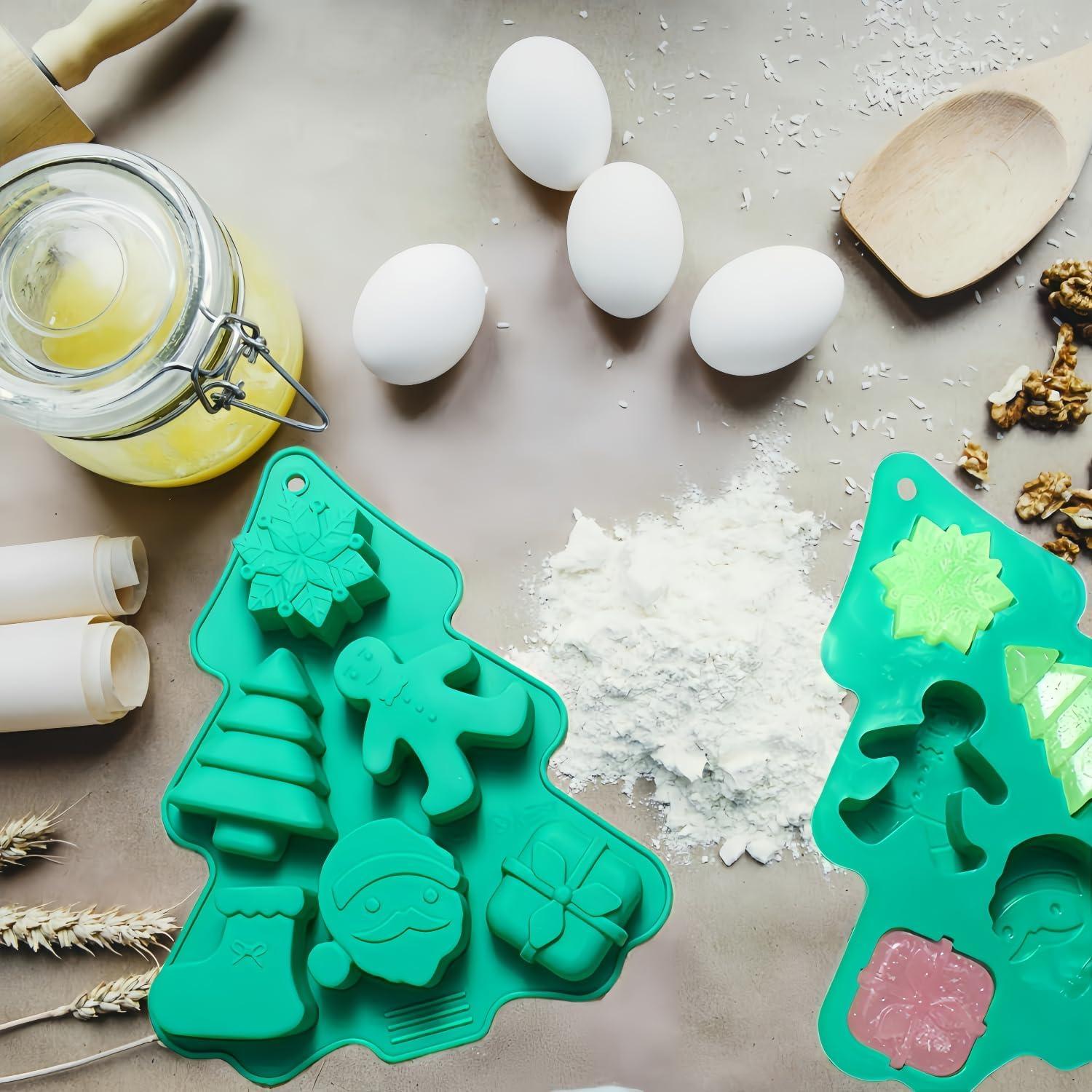 2 Moldes de Silicona de Navidad Accfore - Antiadherentes Verde