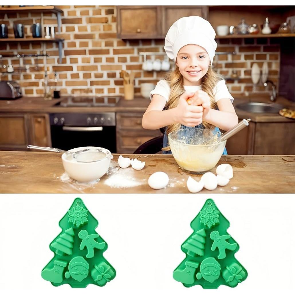 2 Moldes de Silicona de Navidad Accfore - Antiadherentes Verde
