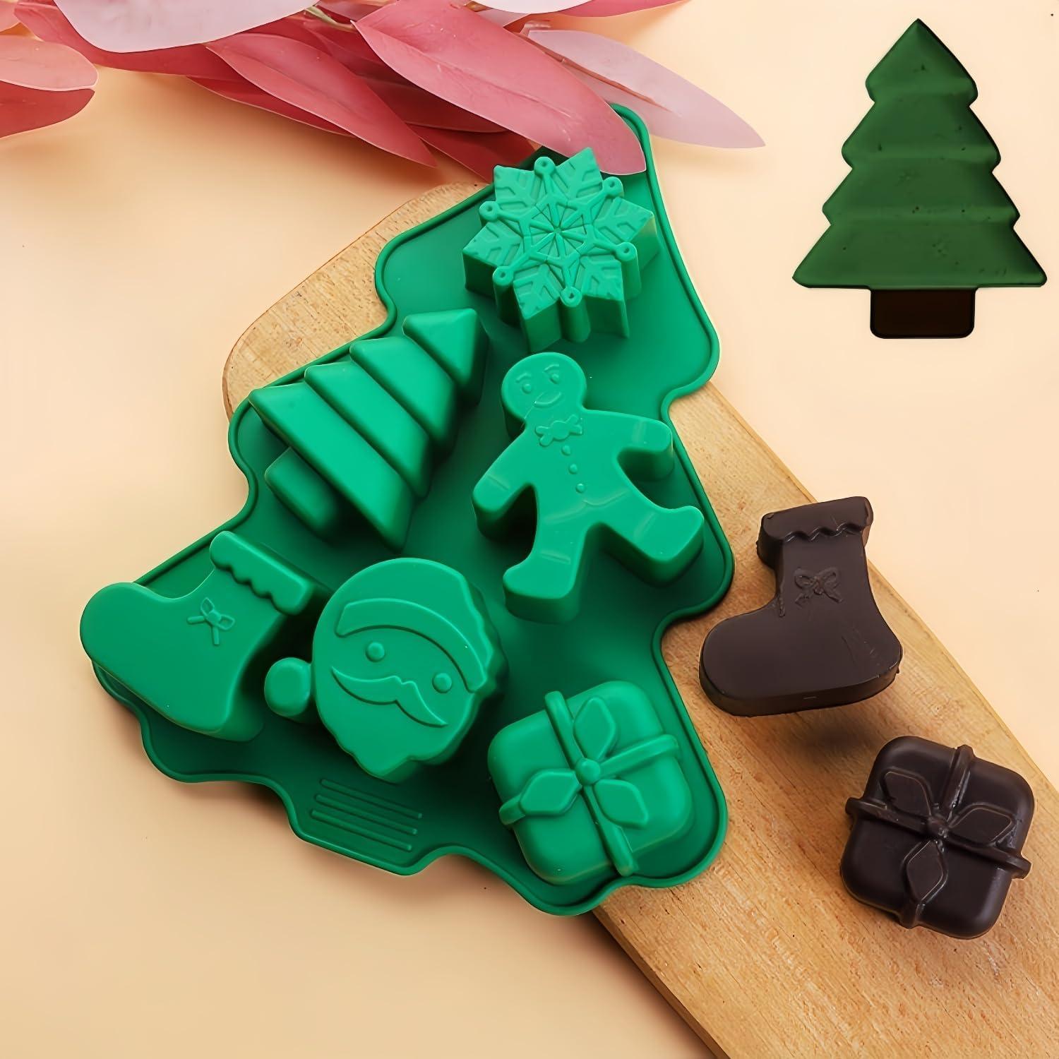 2 Moldes de Silicona de Navidad Accfore - Antiadherentes Verde
