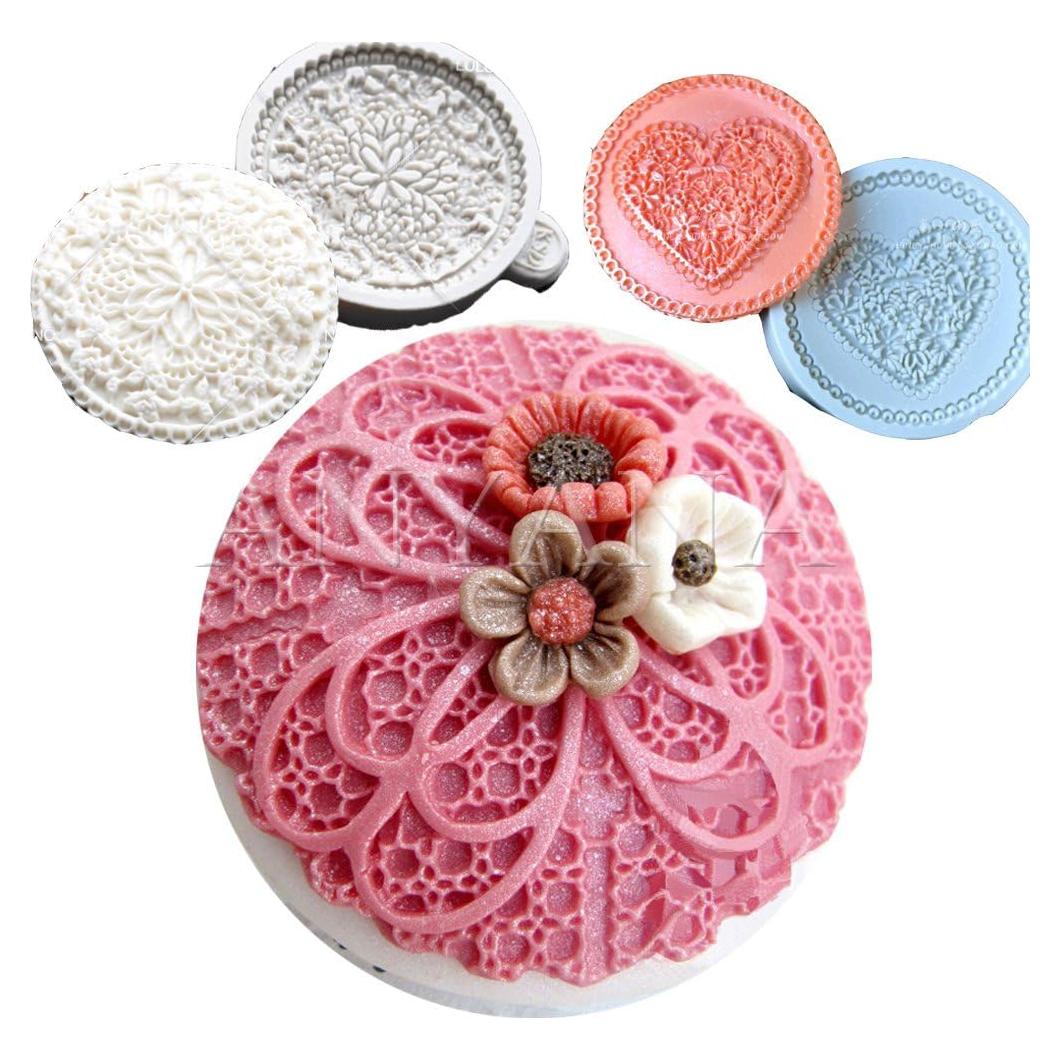 Set de 3 Moldes de Silicona para Fondant Anyana - Encaje Cupcakes