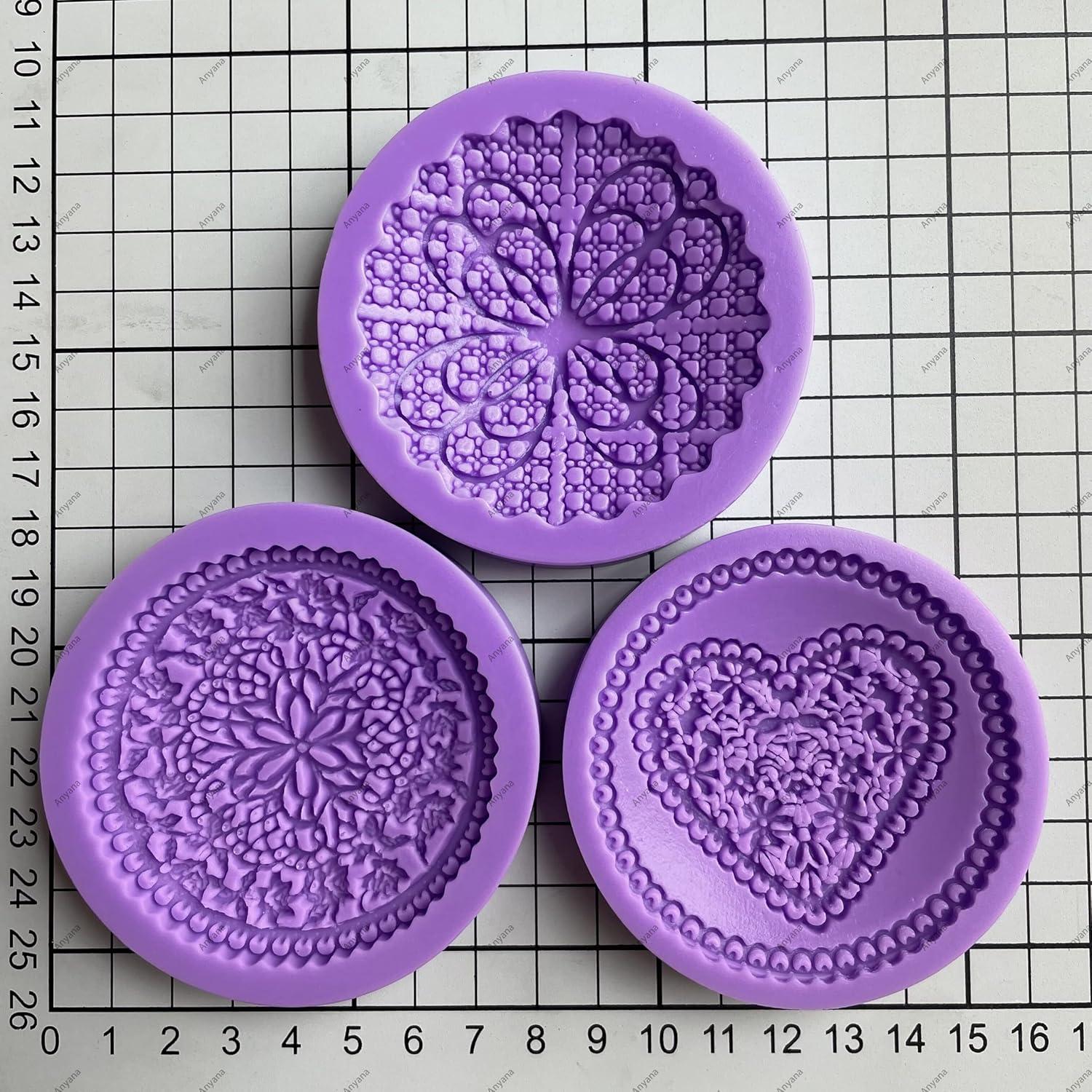 Set de 3 Moldes de Silicona para Fondant Anyana - Encaje Cupcakes